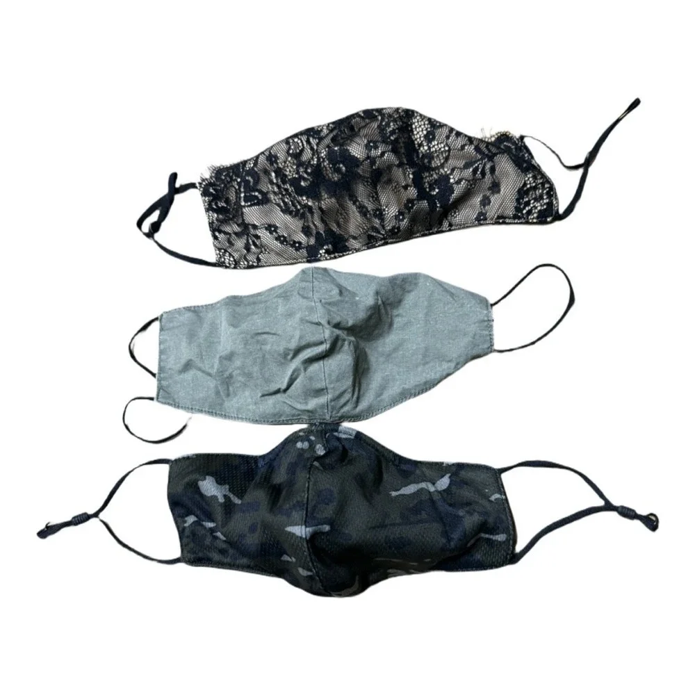 3 pack lace camo green adjustable masks cloth masks cold season fall winter